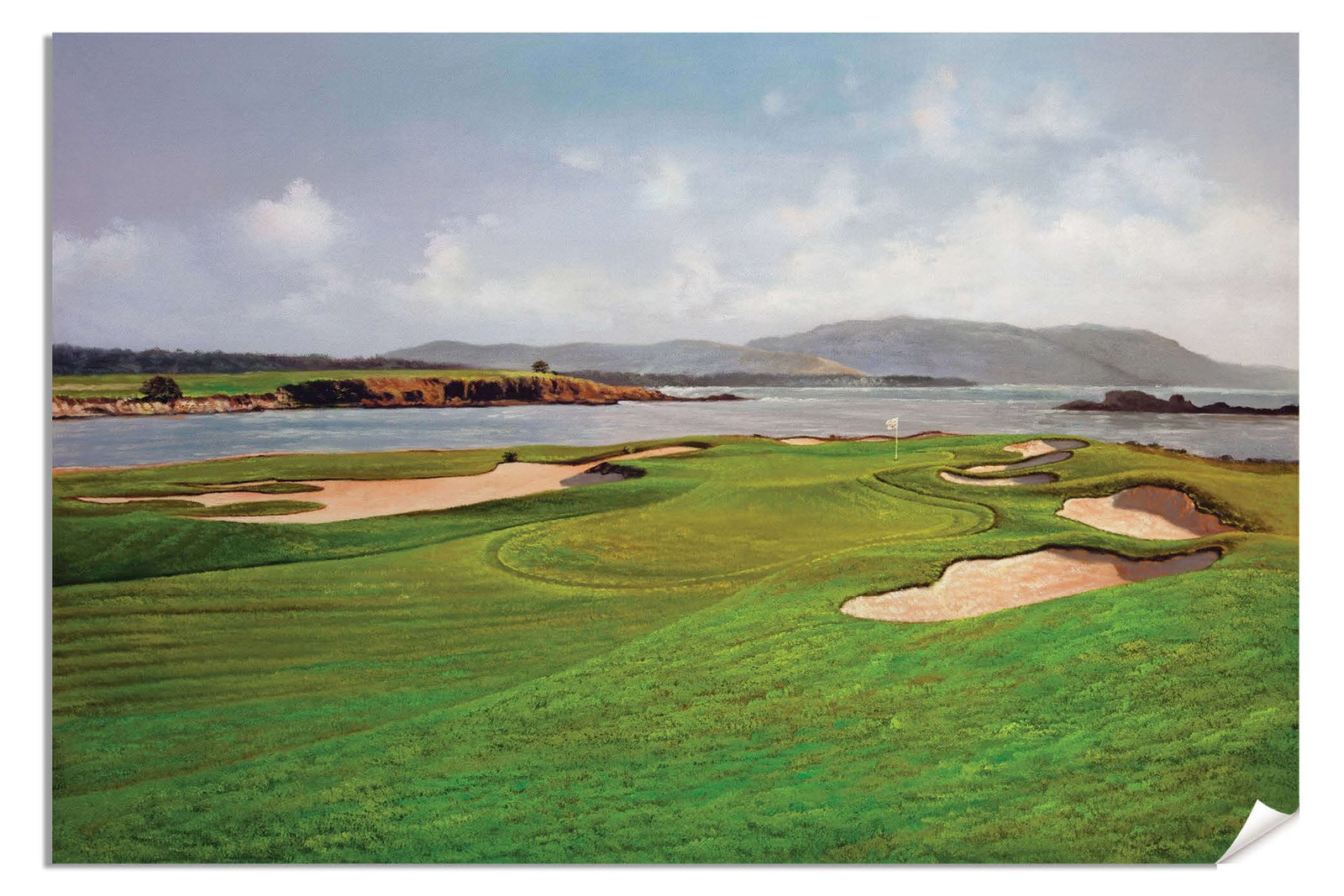 17th Hole 17 Golf Club Course Pebble Beach Golf Links ATT Pro Am PGA Tournament Oil Painting Wall Art Print PblBch17RiOil10