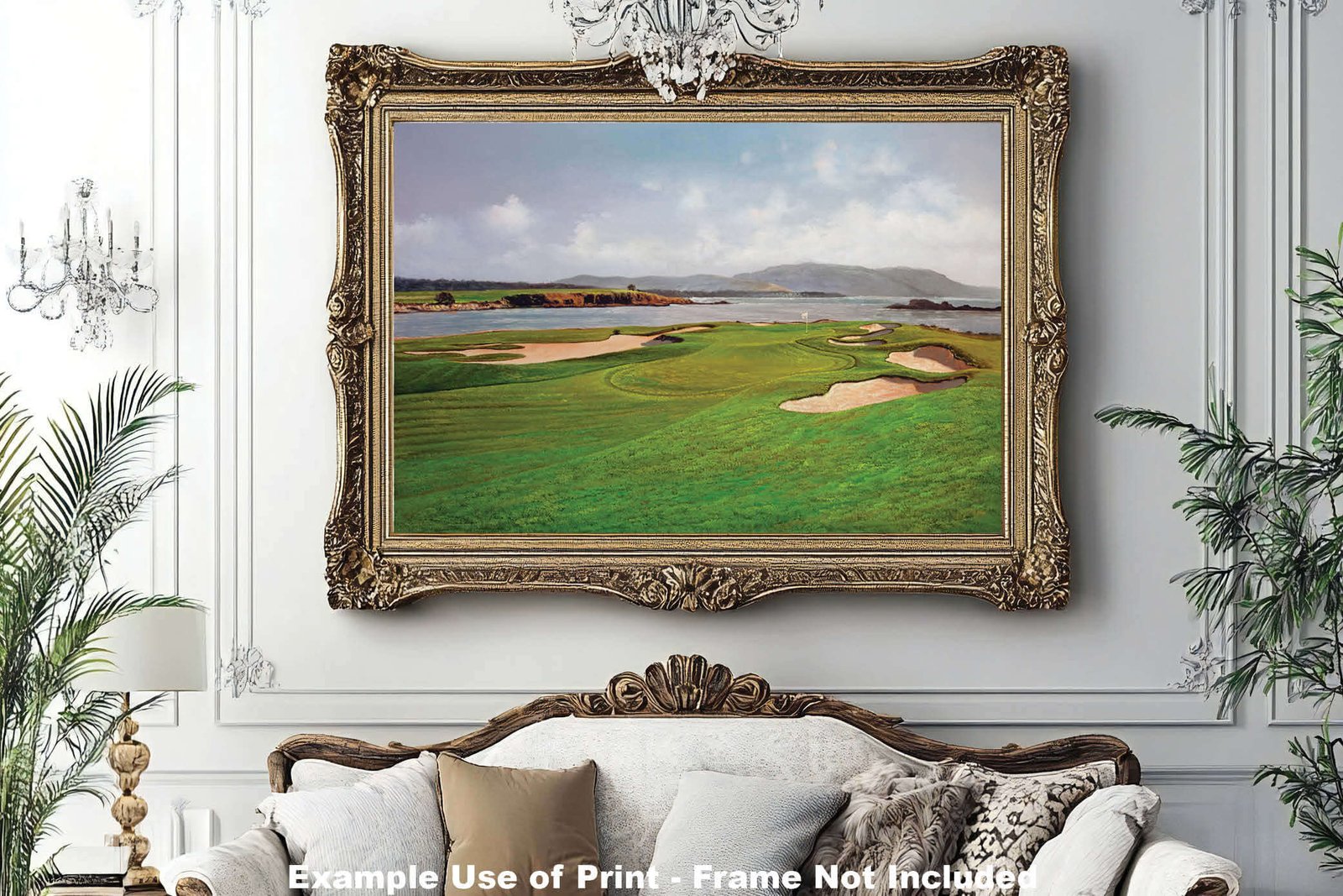 17th Hole 17 Golf Club Course Pebble Beach Golf Links ATT Pro Am PGA Tournament Oil Painting Wall Art Print PblBch17RiOil10 12