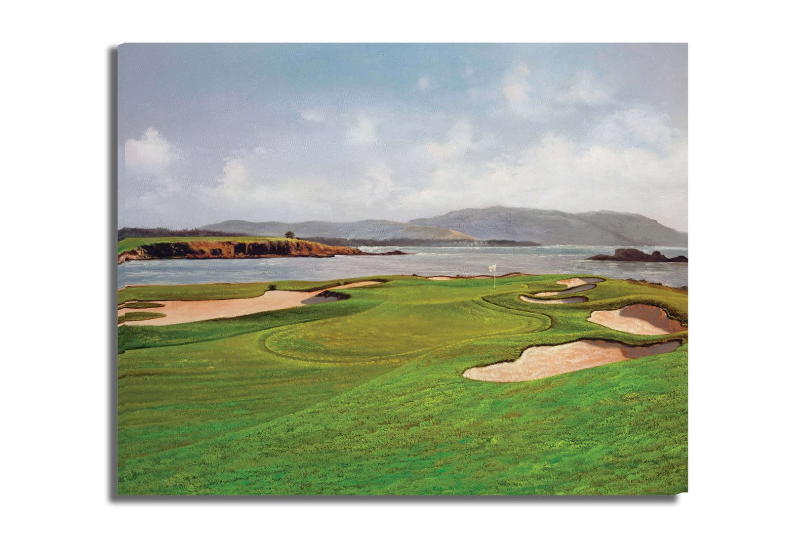 17th Hole 17 Golf Club Course Pebble Beach Golf Links ATT Pro Am PGA Tournament Oil Painting Wall Art Print PblBch17RiOil10 16