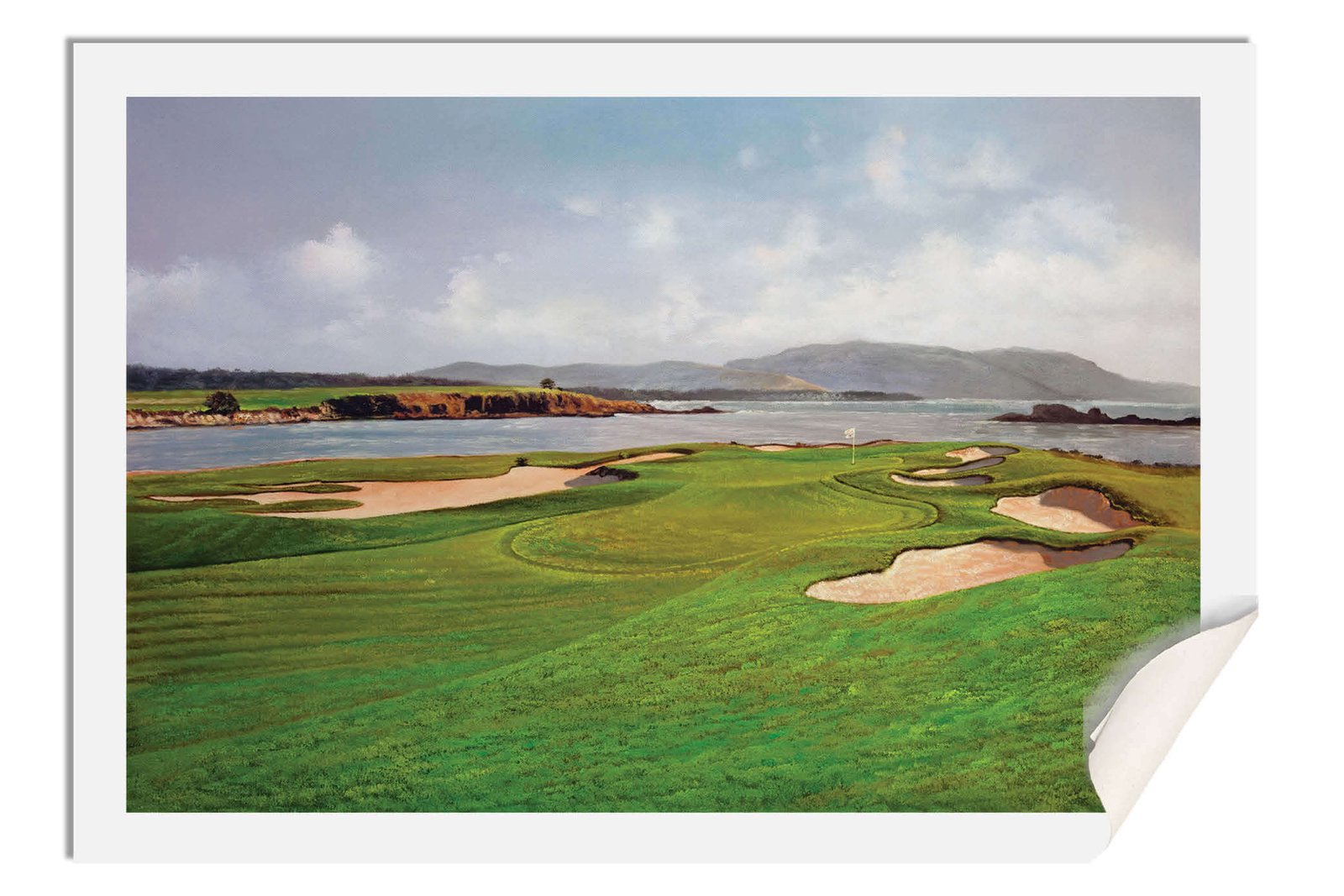 17th Hole 17 Golf Club Course Pebble Beach Golf Links ATT Pro Am PGA Tournament Oil Painting Wall Art Print PblBch17RiOil10 17