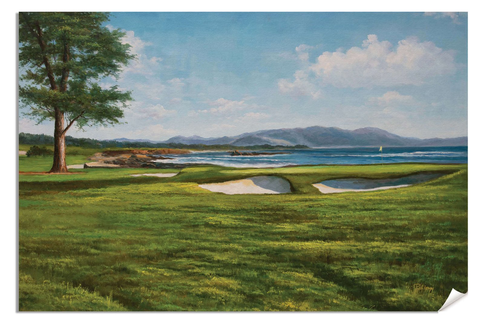 18th Hole 18 Golf Club Course Pebble Beach Golf Links ATT Pro Am PGA Tournament Oil Painting Wall Art Print PblBch18RiOil10