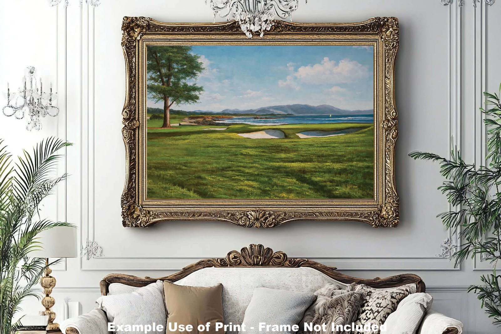 18th Hole 18 Golf Club Course Pebble Beach Golf Links ATT Pro Am PGA Tournament Oil Painting Wall Art Print PblBch18RiOil10 12