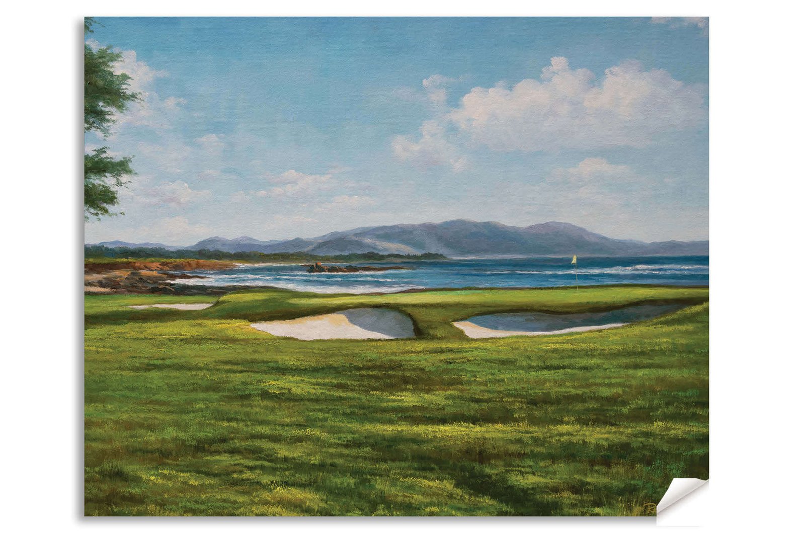 18th Hole 18 Golf Club Course Pebble Beach Golf Links ATT Pro Am PGA Tournament Oil Painting Wall Art Print PblBch18RiOil10 13