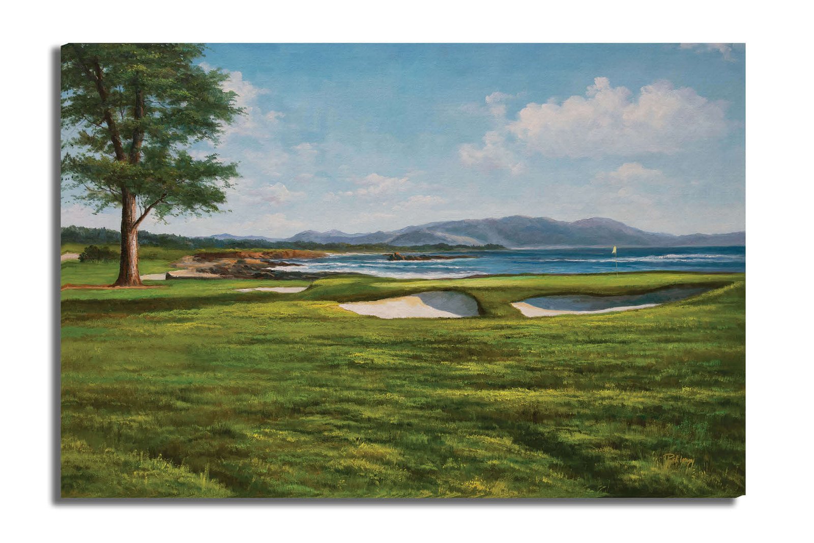18th Hole 18 Golf Club Course Pebble Beach Golf Links ATT Pro Am PGA Tournament Oil Painting Wall Art Print PblBch18RiOil10 15