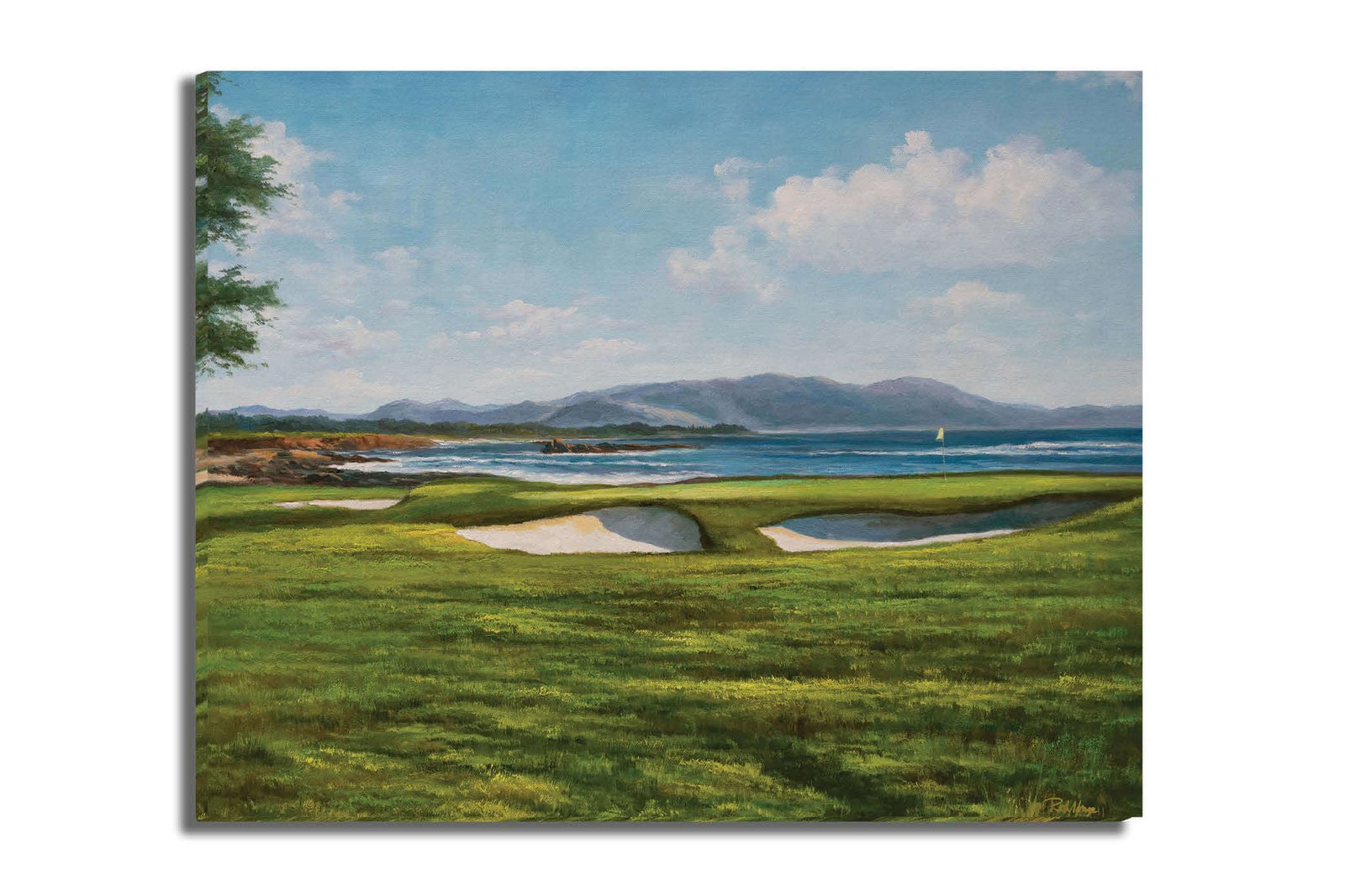18th Hole 18 Golf Club Course Pebble Beach Golf Links ATT Pro Am PGA Tournament Oil Painting Wall Art Print PblBch18RiOil10 16