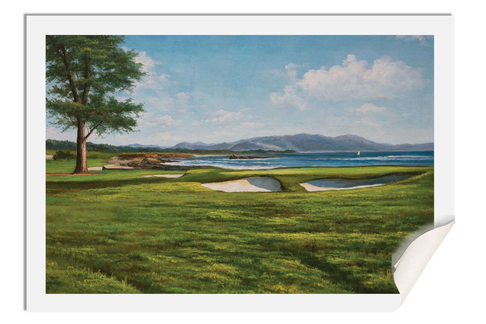 18th Hole 18 Golf Club Course Pebble Beach Golf Links ATT Pro Am PGA Tournament Oil Painting Wall Art Print PblBch18RiOil10 17