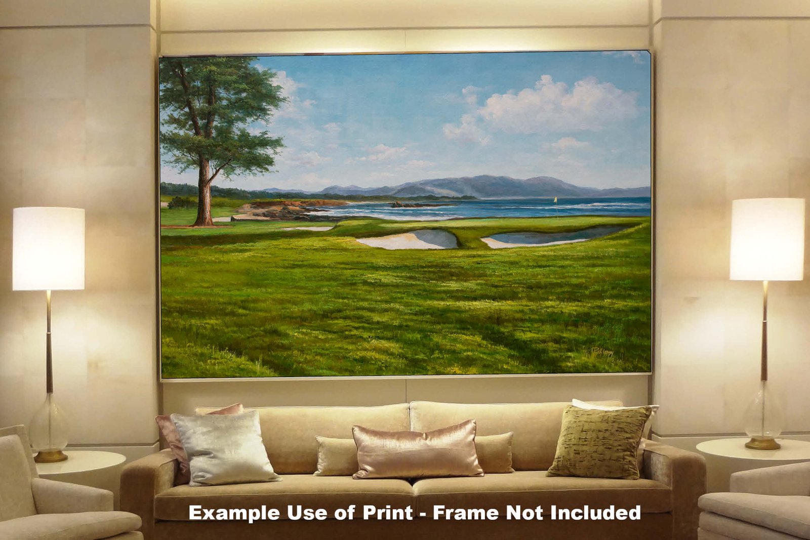 18th Hole 18 Golf Club Course Pebble Beach Golf Links ATT Pro Am PGA Tournament Oil Painting Wall Art Print PblBch18RiOil10 8