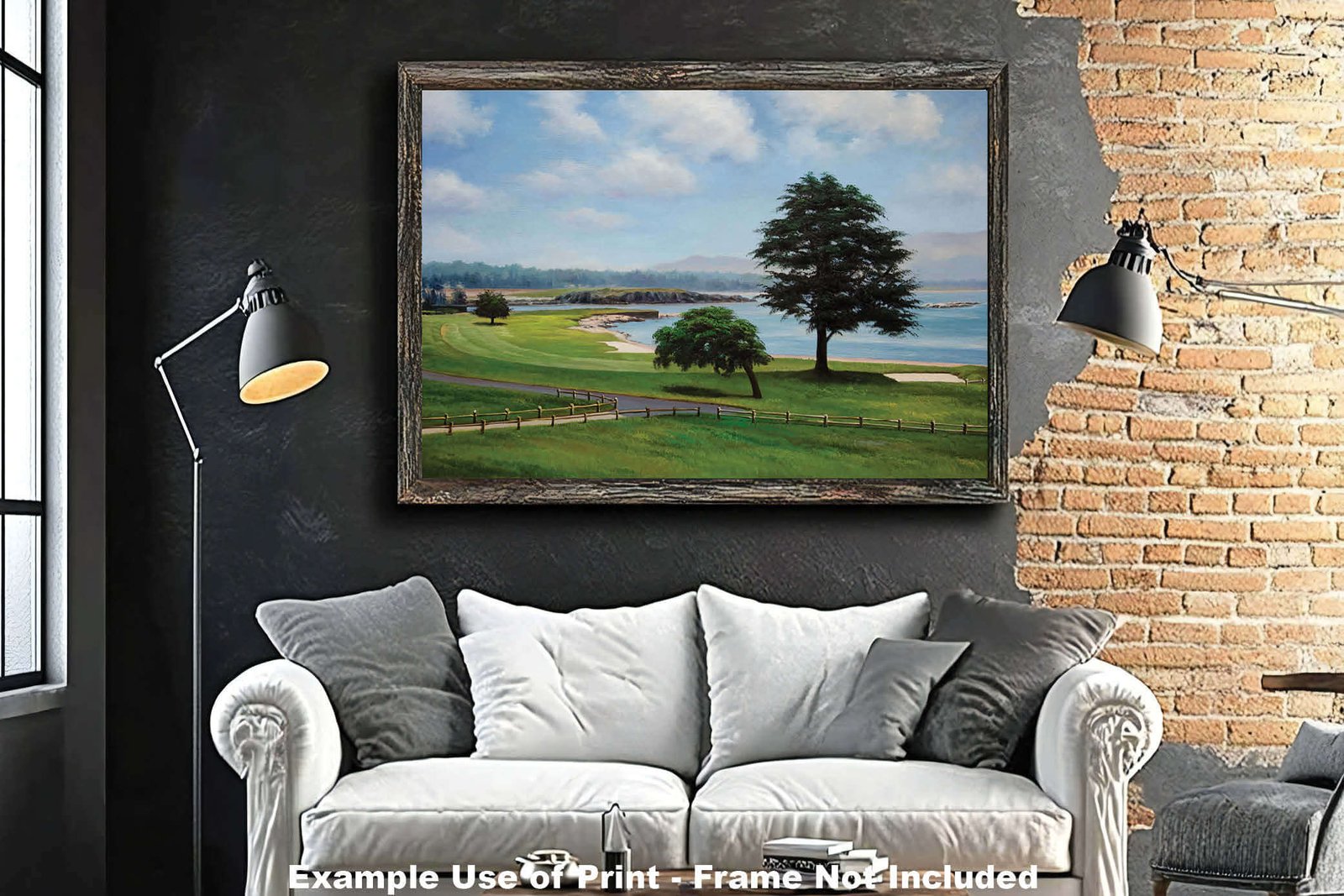 18th Hole 18 Golf Course Pebble Beach Golf Links ATT Pro Am PGA Tournament Golf Club Oil Painting Wall Art Print PblBch18RiOil18 18
