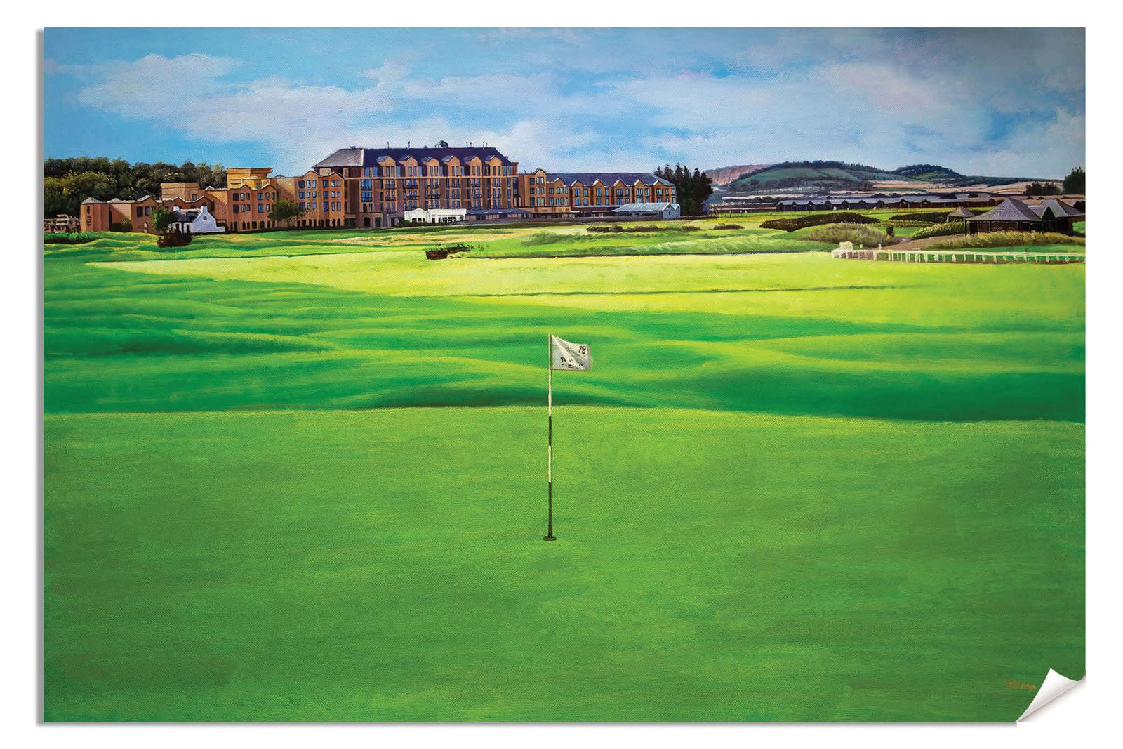 18th Hole 18 The Old Course The Open Royal and Ancient Golf Club St Andrews Links Golf Hole Oil Painting Wall Art Print StAndrws18RiOil90