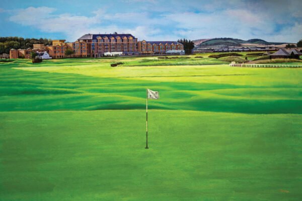 18th Hole 18 The Old Course The Open Royal and Ancient Golf Club St Andrews Links Golf Hole Oil Painting Wall Art Print StAndrws18RiOil90 1