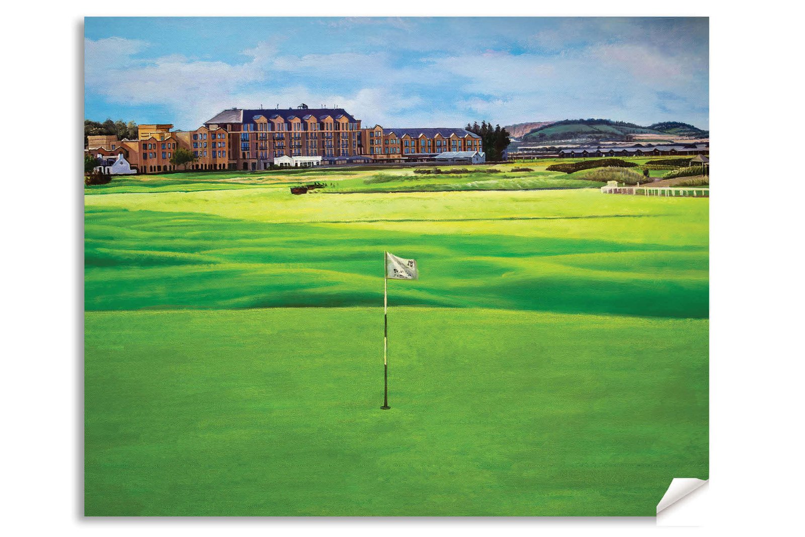 18th Hole 18 The Old Course The Open Royal and Ancient Golf Club St Andrews Links Golf Hole Oil Painting Wall Art Print StAndrws18RiOil90 13