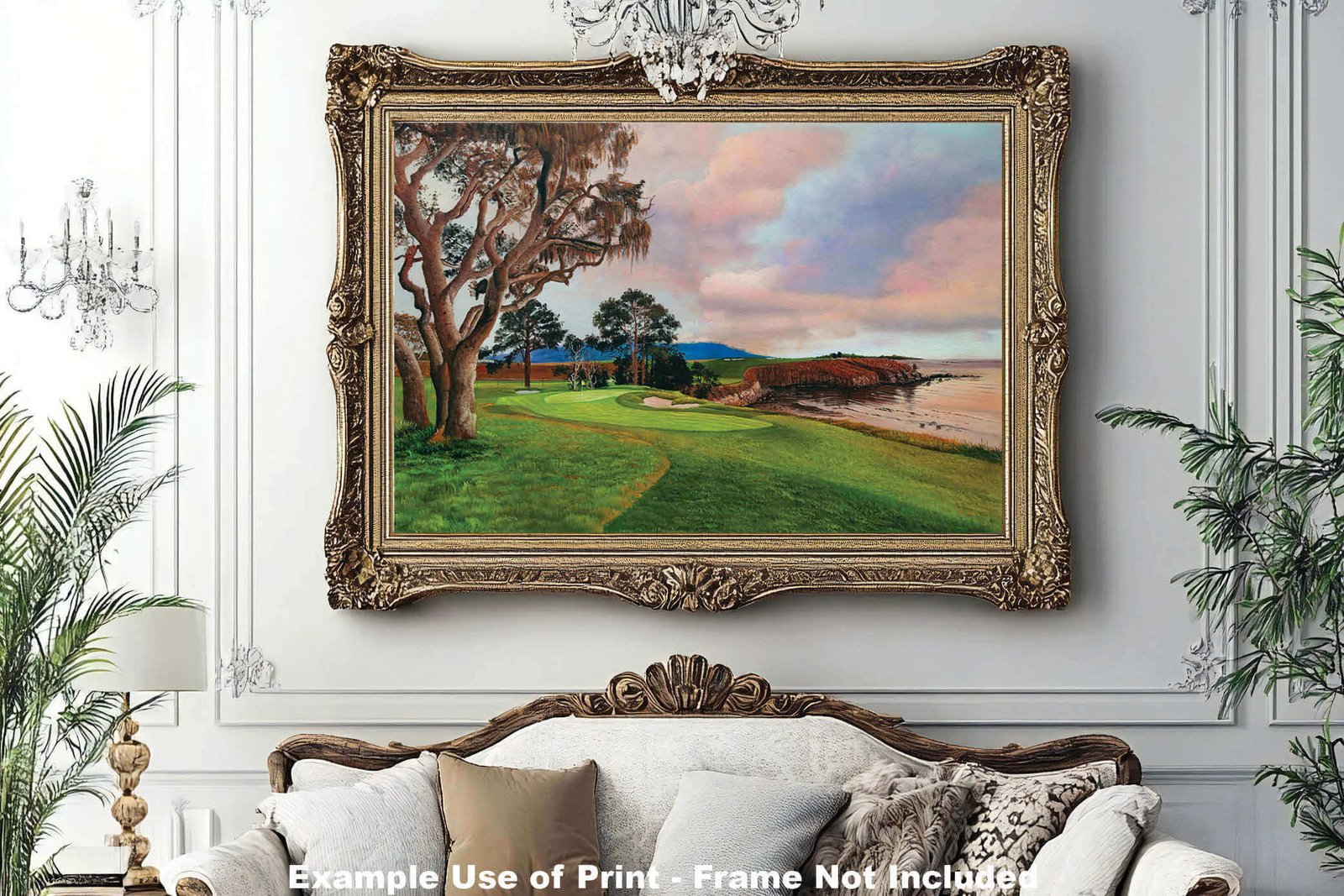 5th Hole 5 Golf Club Course Pebble Beach Golf Links ATT Pro Am PGA Tournament Oil Painting Wall Art Print PblBch05RiOil10 12