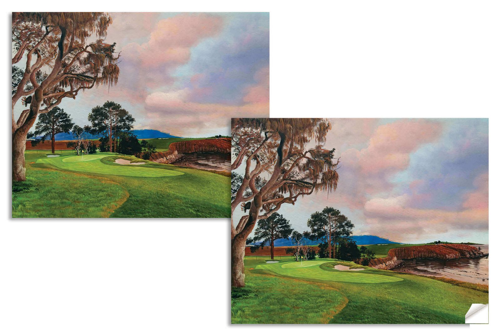 5th Hole 5 Golf Club Course Pebble Beach Golf Links ATT Pro Am PGA Tournament Oil Painting Wall Art Print PblBch05RiOil10 14
