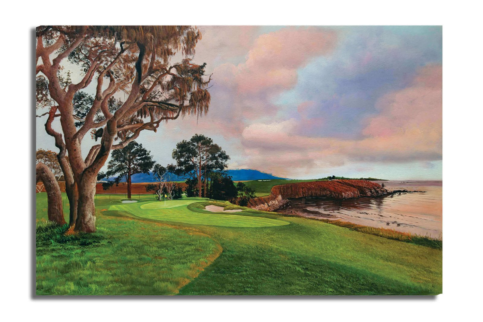 5th Hole 5 Golf Club Course Pebble Beach Golf Links ATT Pro Am PGA Tournament Oil Painting Wall Art Print PblBch05RiOil10 15