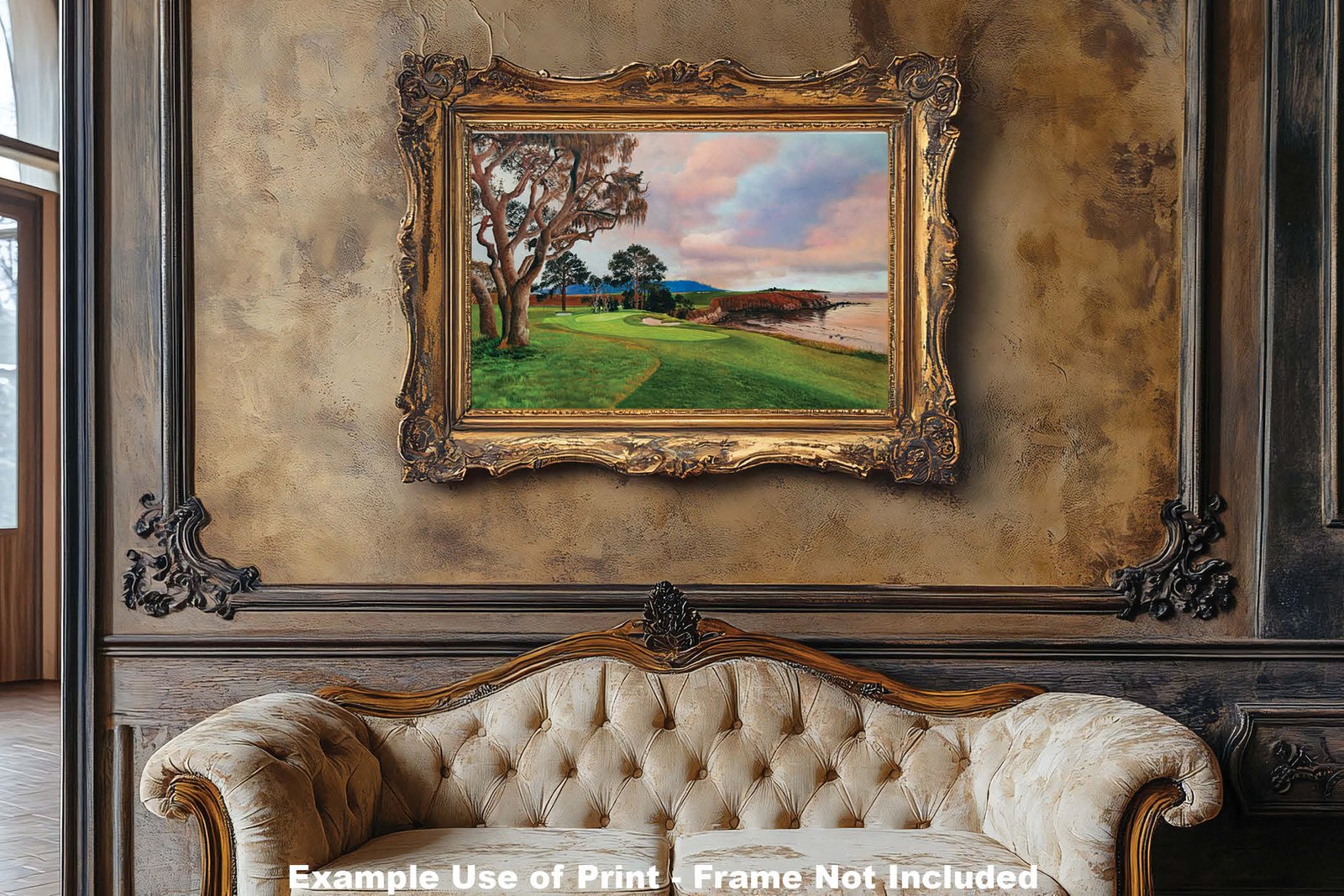 5th Hole 5 Golf Club Course Pebble Beach Golf Links ATT Pro Am PGA Tournament Oil Painting Wall Art Print PblBch05RiOil10 7