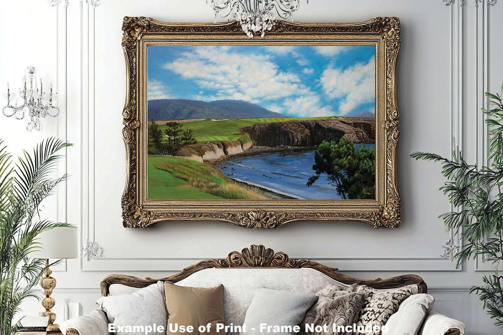 6th Hole 6 Golf Club Course Pebble Beach Golf Links ATT Pro Am PGA Tournament Oil Painting Wall Art Print PblBch06RiOil10 12