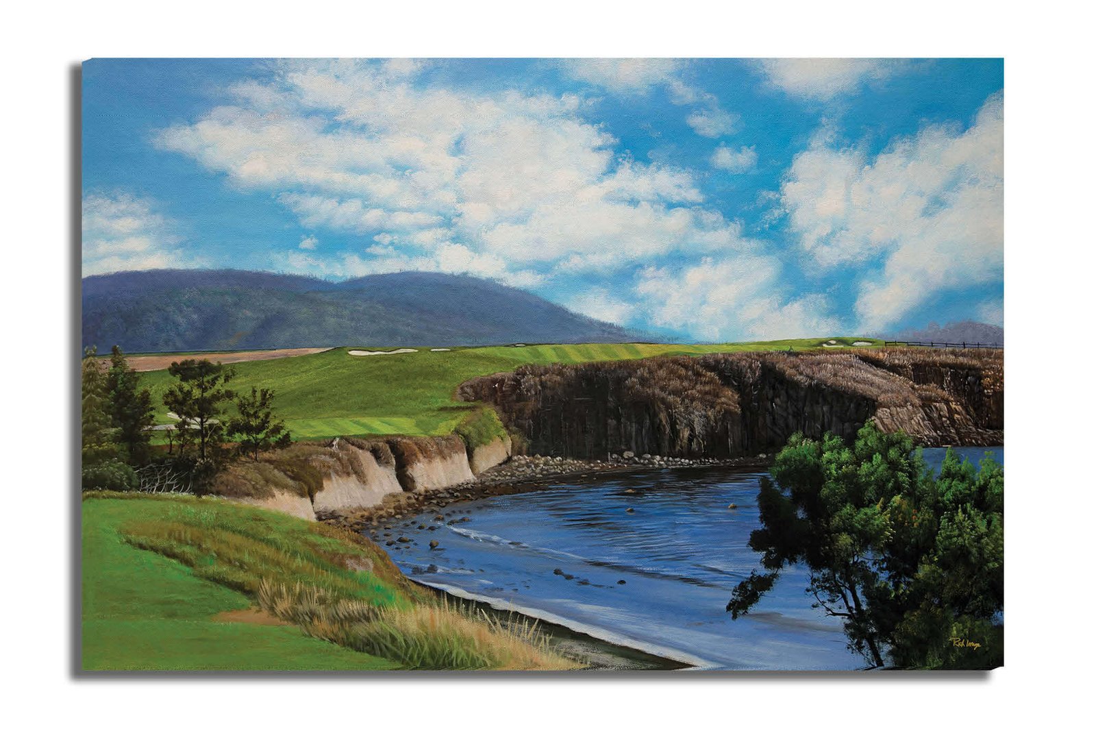 6th Hole 6 Golf Club Course Pebble Beach Golf Links ATT Pro Am PGA Tournament Oil Painting Wall Art Print PblBch06RiOil10 15