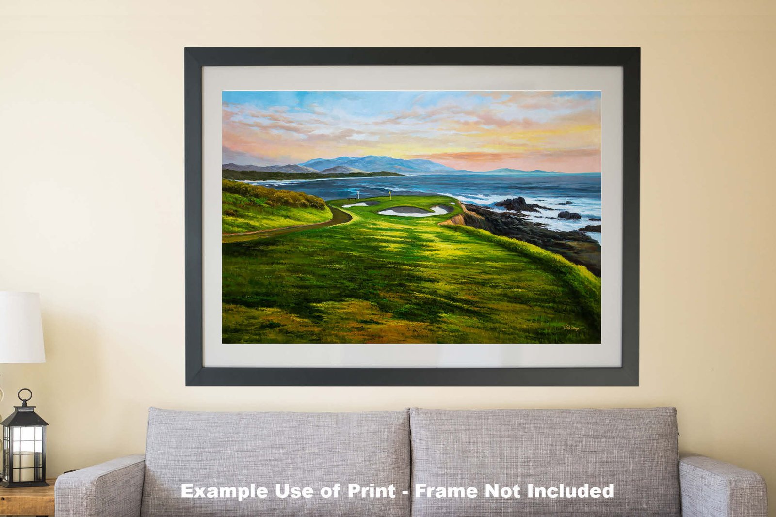 7th Hole 7 Golf Course Pebble Beach Golf Links ATT Pro Am PGA Tournament Golf Club Oil Painting Wall Art Print PblBch7RiOil10 10