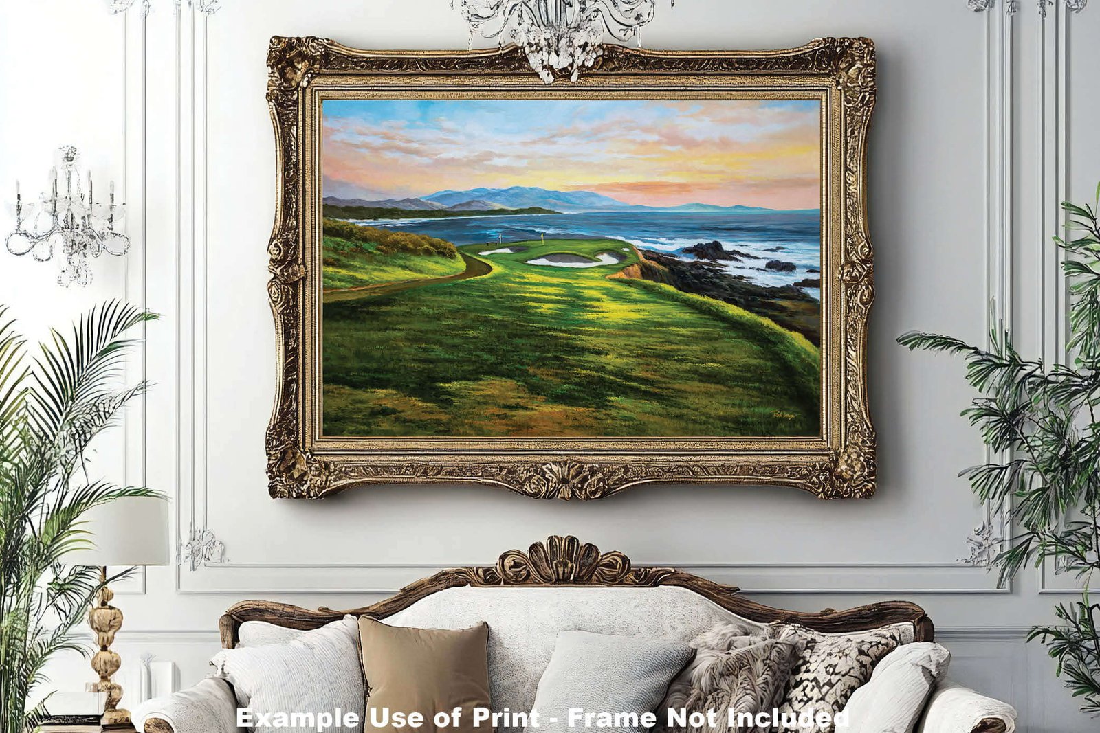 7th Hole 7 Golf Course Pebble Beach Golf Links ATT Pro Am PGA Tournament Golf Club Oil Painting Wall Art Print PblBch7RiOil10 12