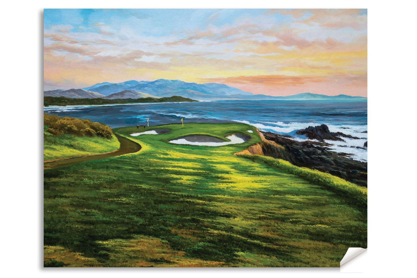 7th Hole 7 Golf Course Pebble Beach Golf Links ATT Pro Am PGA Tournament Golf Club Oil Painting Wall Art Print PblBch7RiOil10 13