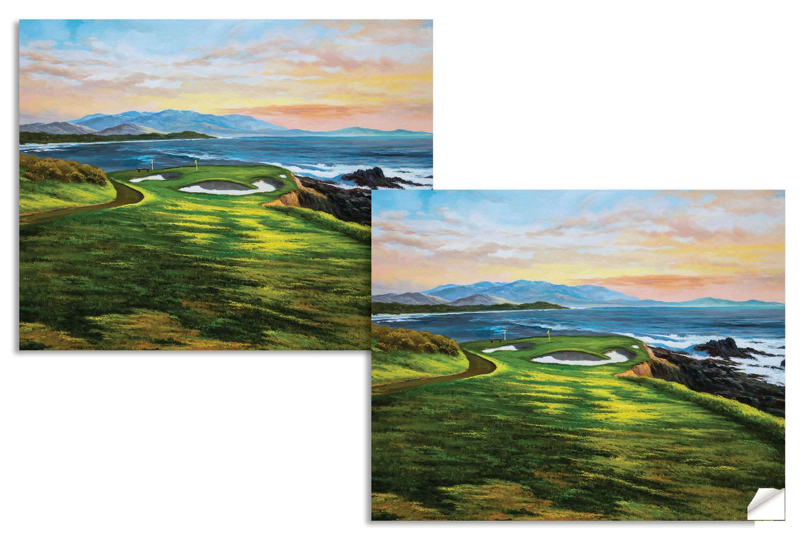 7th Hole 7 Golf Course Pebble Beach Golf Links ATT Pro Am PGA Tournament Golf Club Oil Painting Wall Art Print PblBch7RiOil10 14