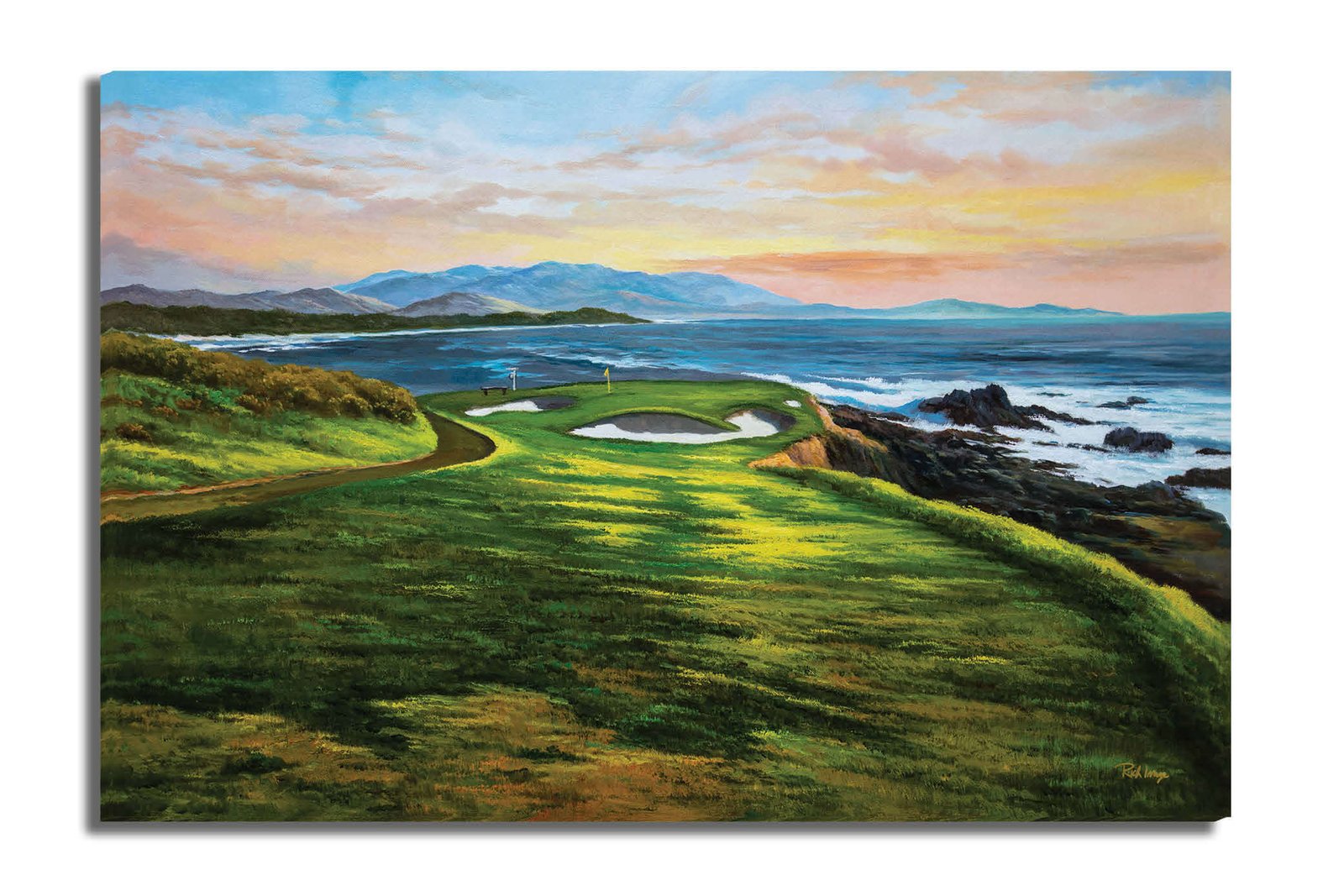 7th Hole 7 Golf Course Pebble Beach Golf Links ATT Pro Am PGA Tournament Golf Club Oil Painting Wall Art Print PblBch7RiOil10 15