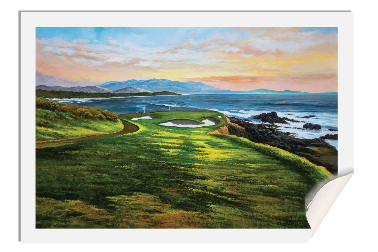 7th Hole 7 Golf Course Pebble Beach Golf Links ATT Pro Am PGA Tournament Golf Club Oil Painting Wall Art Print PblBch7RiOil10 17