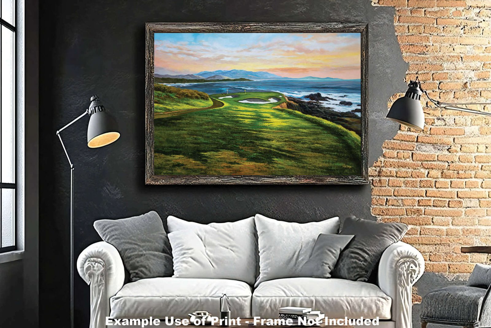 7th Hole 7 Golf Course Pebble Beach Golf Links ATT Pro Am PGA Tournament Golf Club Oil Painting Wall Art Print PblBch7RiOil10 18