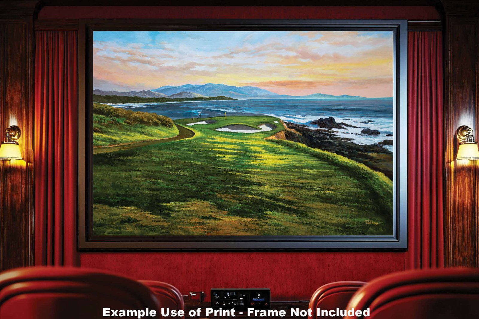 7th Hole 7 Golf Course Pebble Beach Golf Links ATT Pro Am PGA Tournament Golf Club Oil Painting Wall Art Print PblBch7RiOil10 19