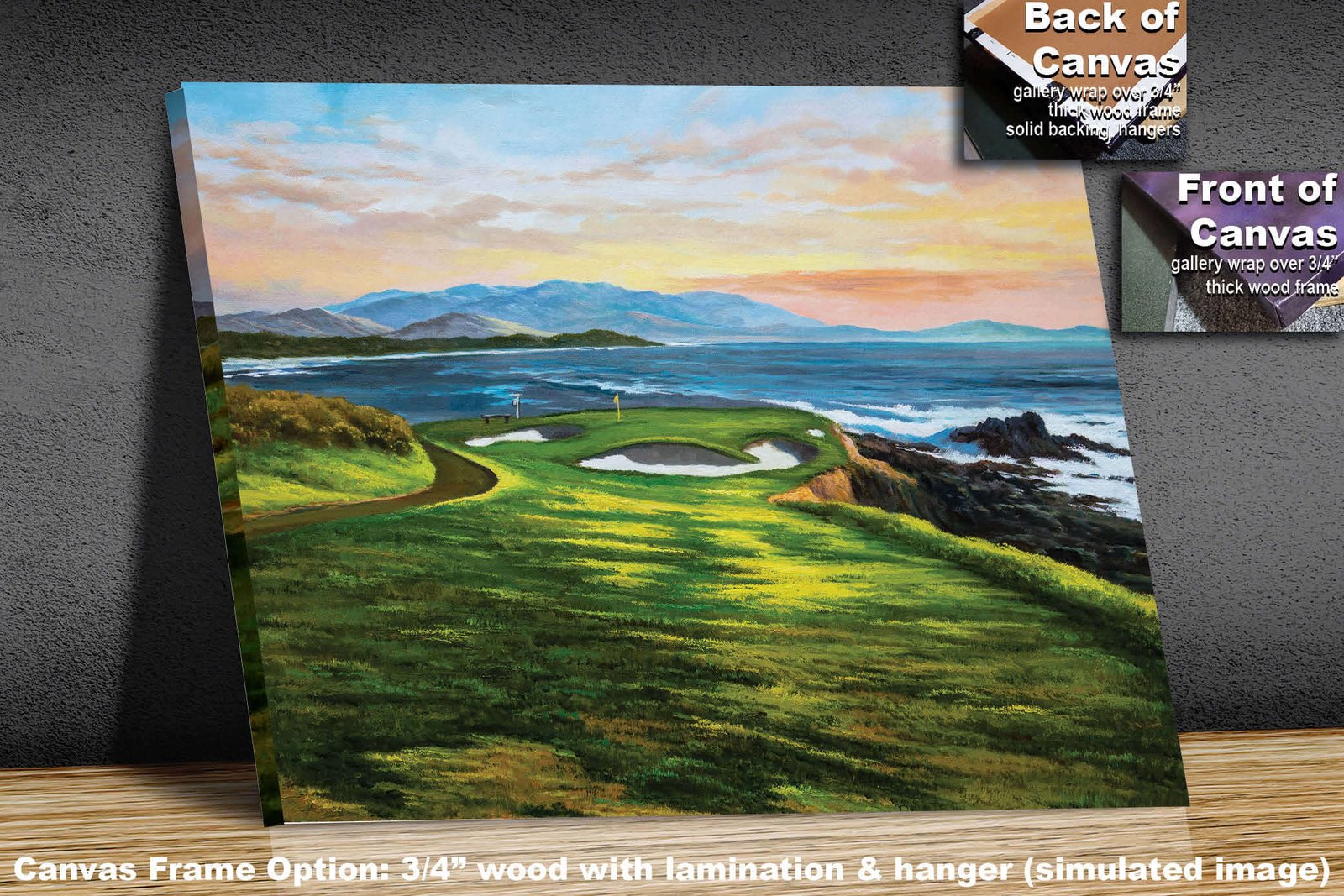 7th Hole 7 Golf Course Pebble Beach Golf Links ATT Pro Am PGA Tournament Golf Club Oil Painting Wall Art Print PblBch7RiOil10 2