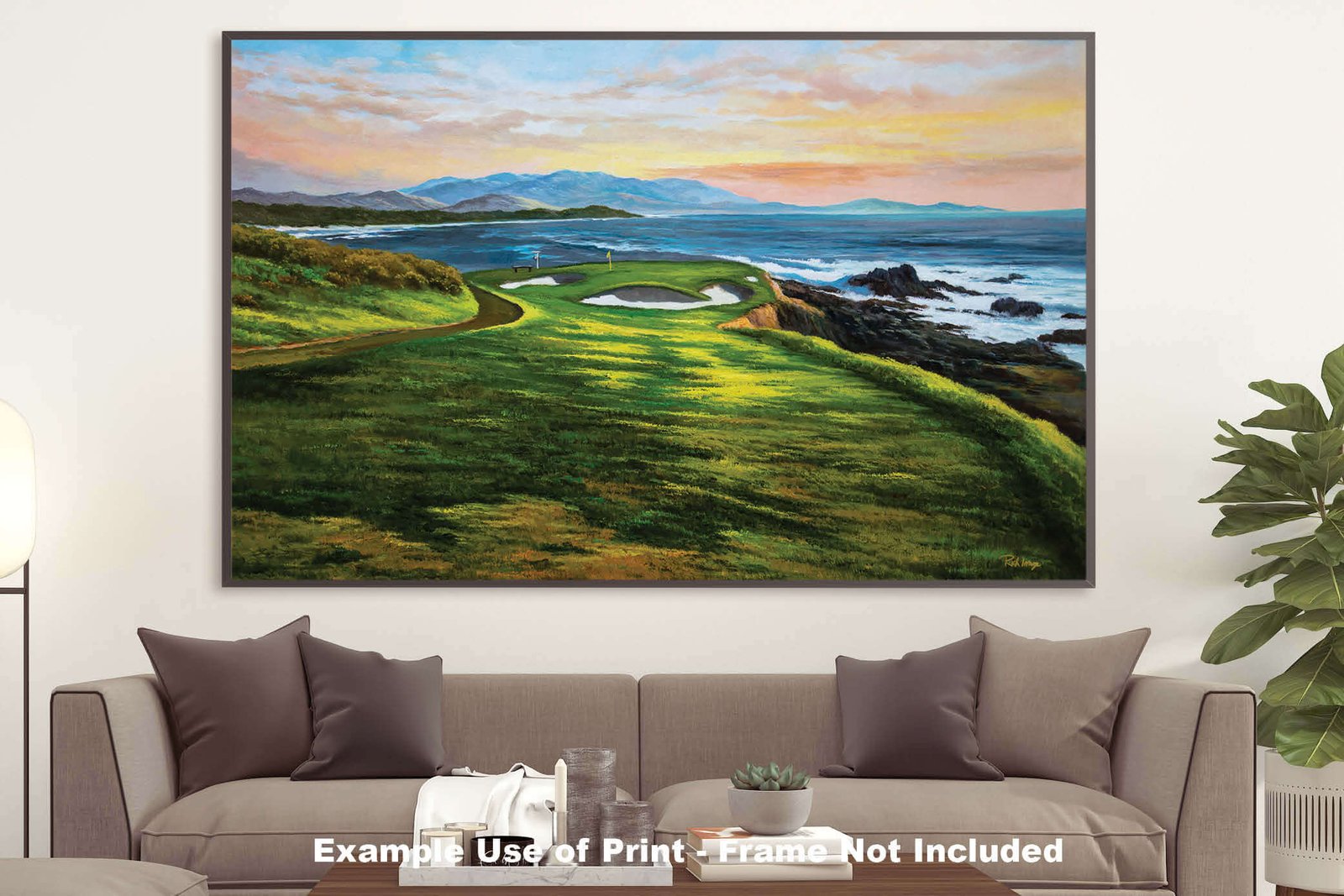 7th Hole 7 Golf Course Pebble Beach Golf Links ATT Pro Am PGA Tournament Golf Club Oil Painting Wall Art Print PblBch7RiOil10 21