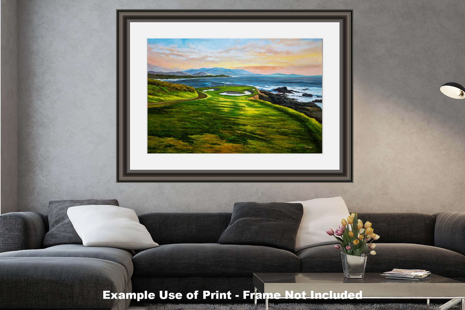 7th Hole 7 Golf Course Pebble Beach Golf Links ATT Pro Am PGA Tournament Golf Club Oil Painting Wall Art Print PblBch7RiOil10 26