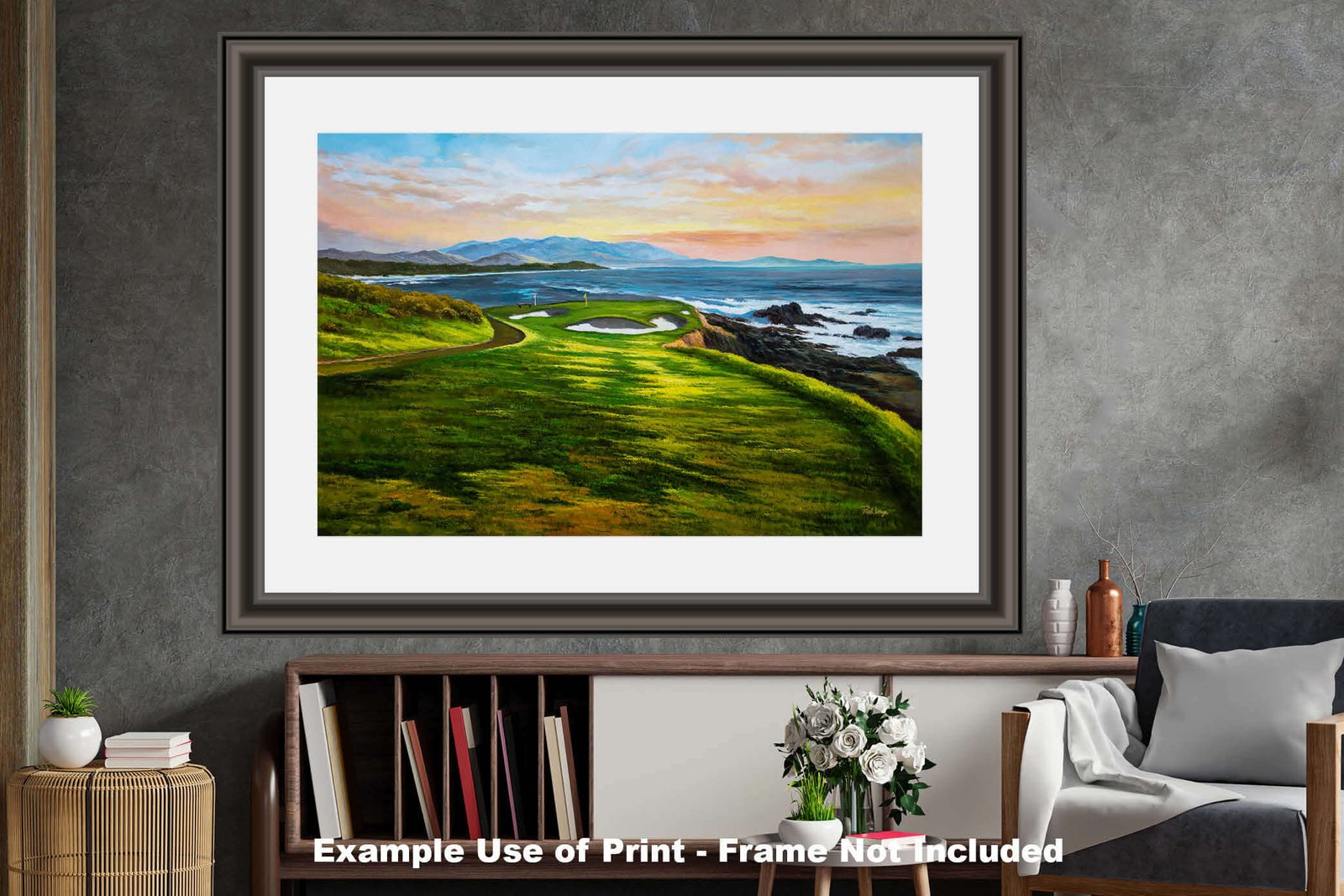 7th Hole 7 Golf Course Pebble Beach Golf Links ATT Pro Am PGA Tournament Golf Club Oil Painting Wall Art Print PblBch7RiOil10 27