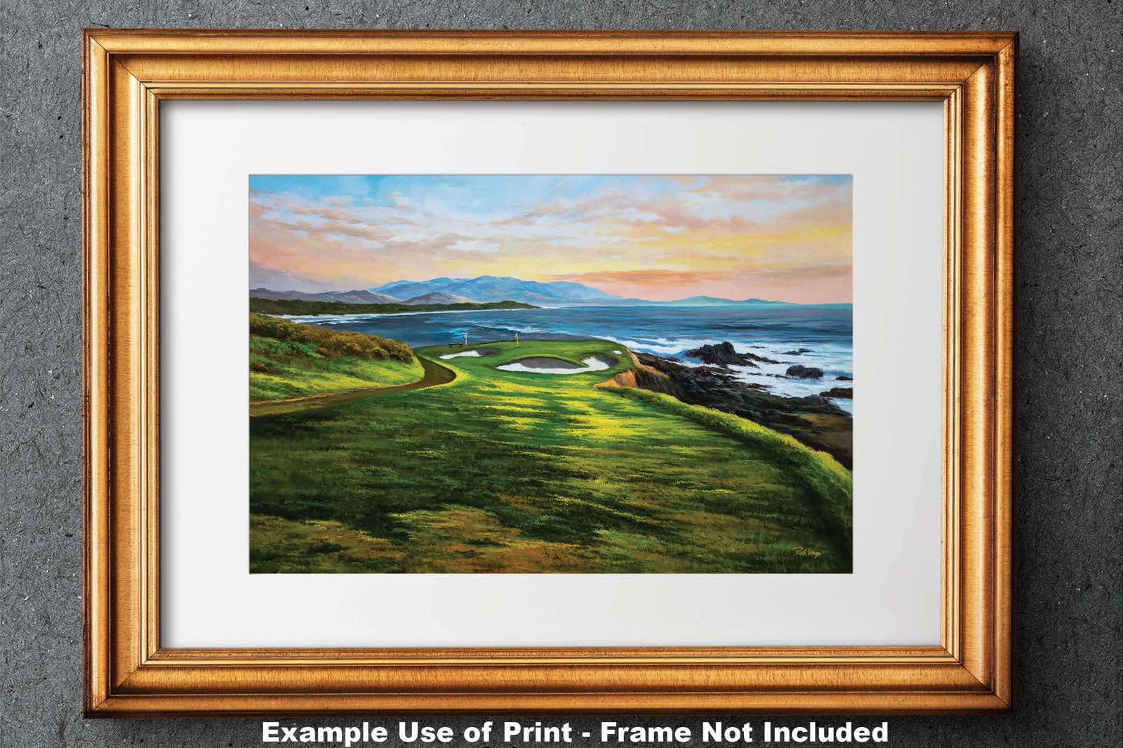 7th Hole 7 Golf Course Pebble Beach Golf Links ATT Pro Am PGA Tournament Golf Club Oil Painting Wall Art Print PblBch7RiOil10 28