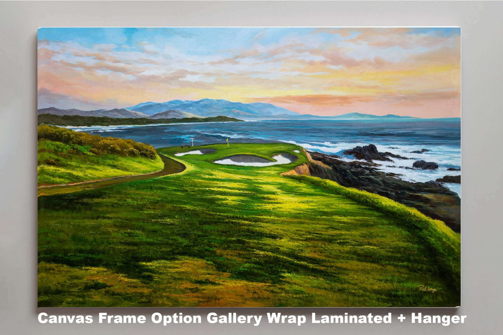 7th Hole 7 Golf Course Pebble Beach Golf Links ATT Pro Am PGA Tournament Golf Club Oil Painting Wall Art Print PblBch7RiOil10 3