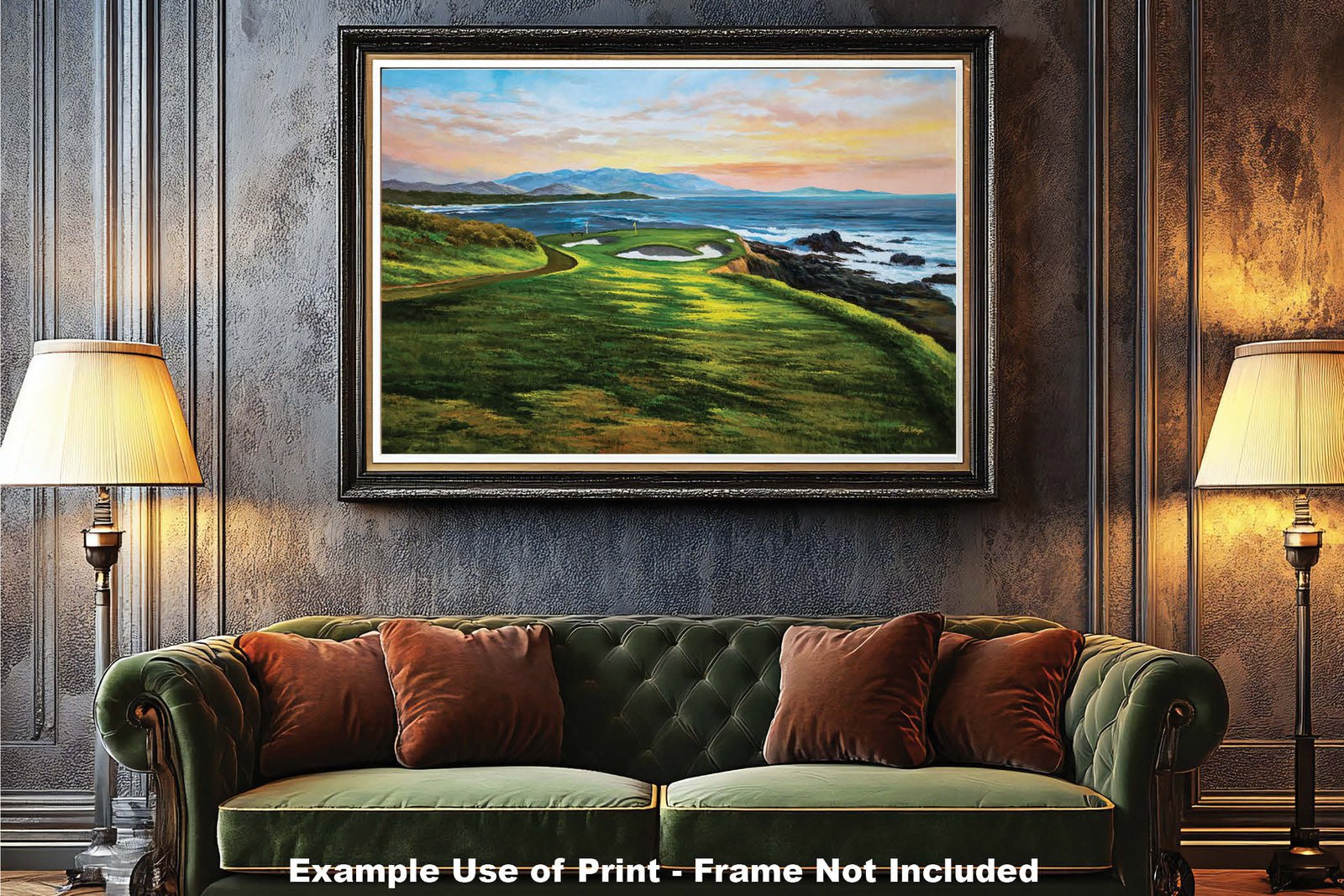 7th Hole 7 Golf Course Pebble Beach Golf Links ATT Pro Am PGA Tournament Golf Club Oil Painting Wall Art Print PblBch7RiOil10 6