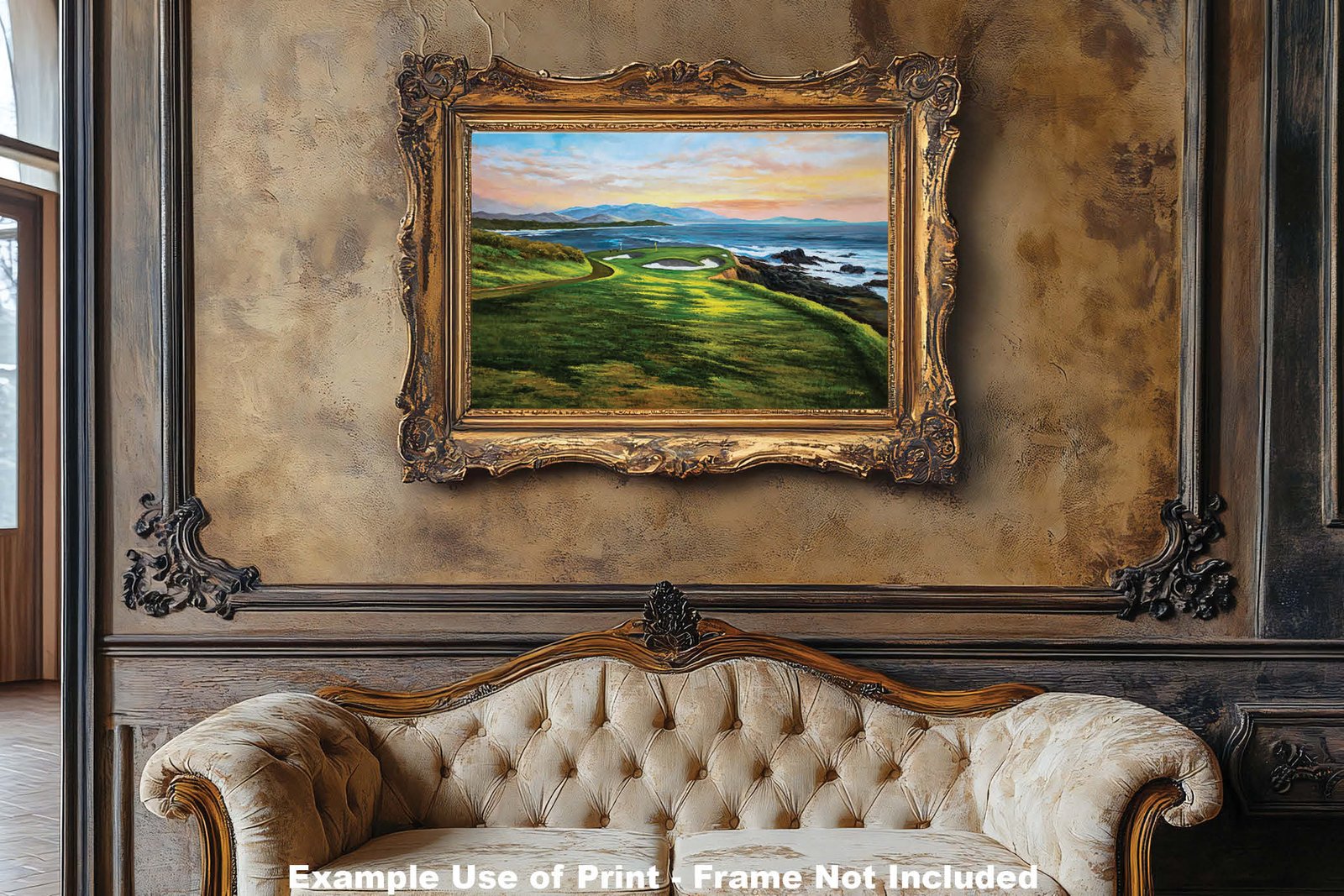 7th Hole 7 Golf Course Pebble Beach Golf Links ATT Pro Am PGA Tournament Golf Club Oil Painting Wall Art Print PblBch7RiOil10 7