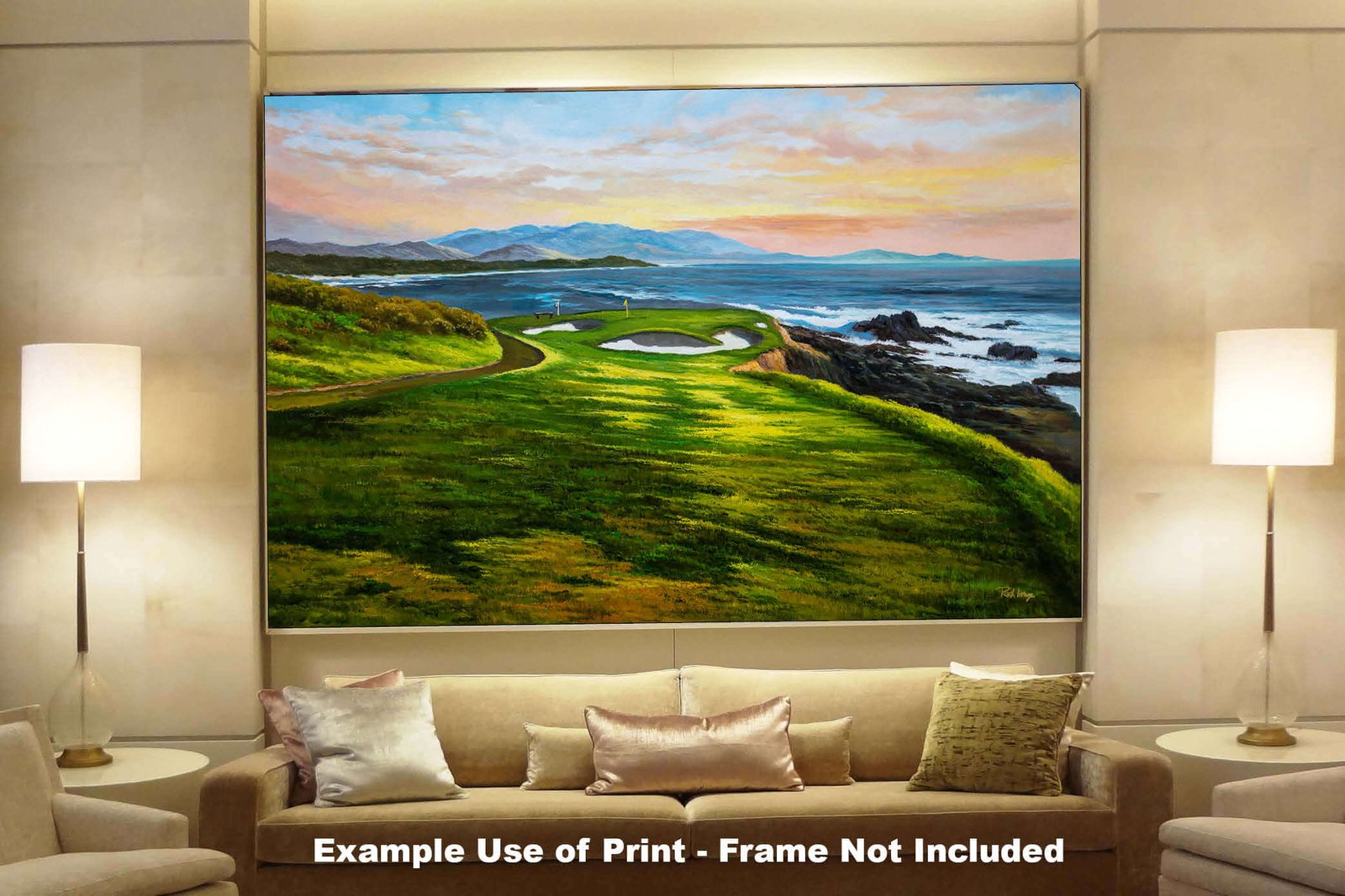 7th Hole 7 Golf Course Pebble Beach Golf Links ATT Pro Am PGA Tournament Golf Club Oil Painting Wall Art Print PblBch7RiOil10 8