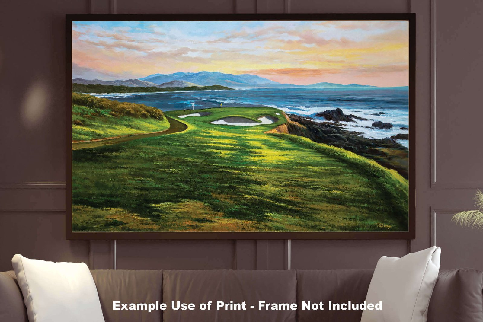 7th Hole 7 Golf Course Pebble Beach Golf Links ATT Pro Am PGA Tournament Golf Club Oil Painting Wall Art Print PblBch7RiOil10 9