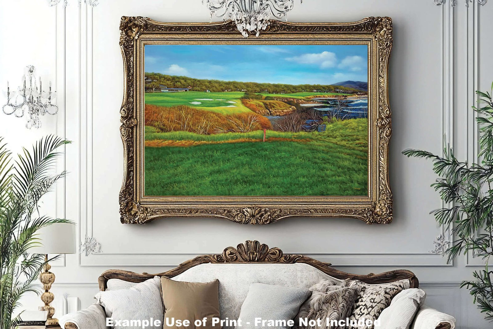 8th Hole 8 Golf Club Course Pebble Beach Golf Links ATT Pro Am PGA Tournament Oil Painting Wall Art Print PblBch8RiOil10 12