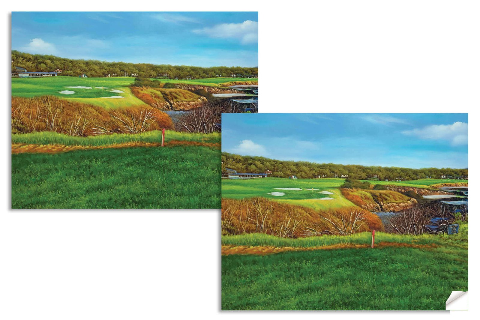 8th Hole 8 Golf Club Course Pebble Beach Golf Links ATT Pro Am PGA Tournament Oil Painting Wall Art Print PblBch8RiOil10 14