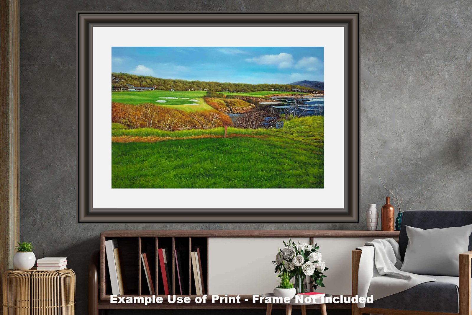 8th Hole 8 Golf Club Course Pebble Beach Golf Links ATT Pro Am PGA Tournament Oil Painting Wall Art Print PblBch8RiOil10 27