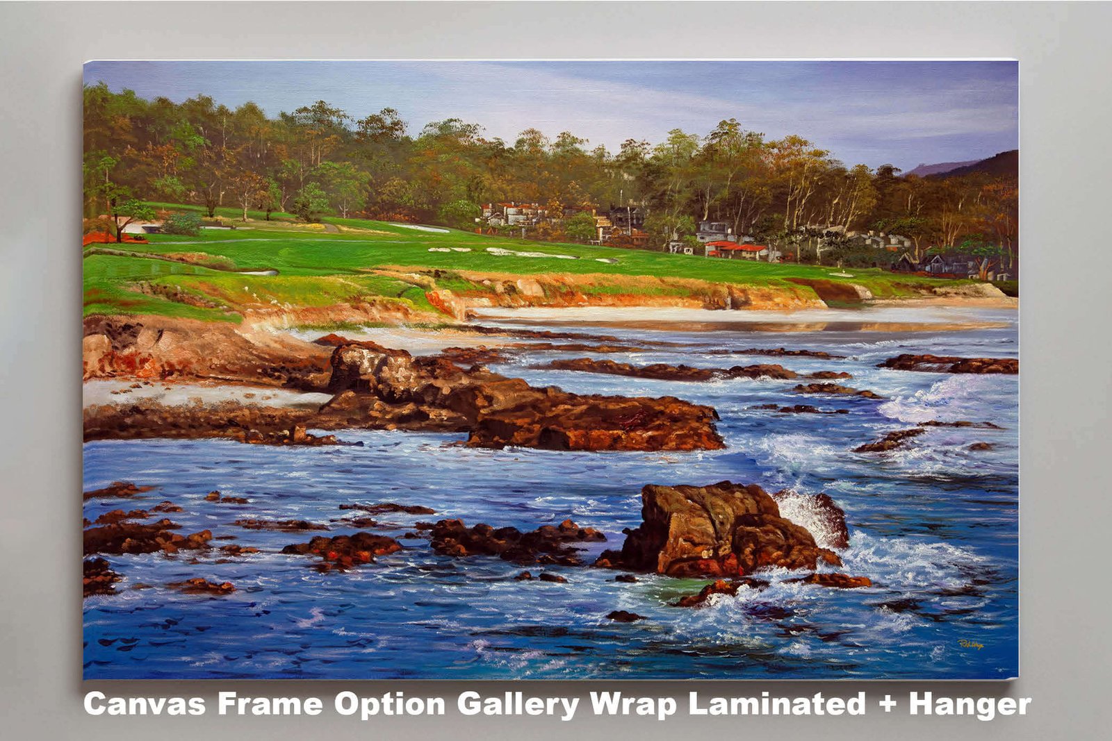 9th Hole 9 10th Hole 10 Golf Club Course Pebble Beach Golf Links ATT Pro Am PGA Tournament Oil Painting Wall Art Print PblBch910RiOil09 3