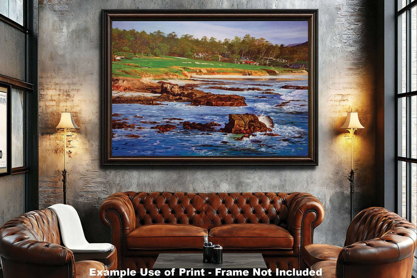 9th Hole 9 10th Hole 10 Golf Club Course Pebble Beach Golf Links ATT Pro Am PGA Tournament Oil Painting Wall Art Print PblBch910RiOil09 5