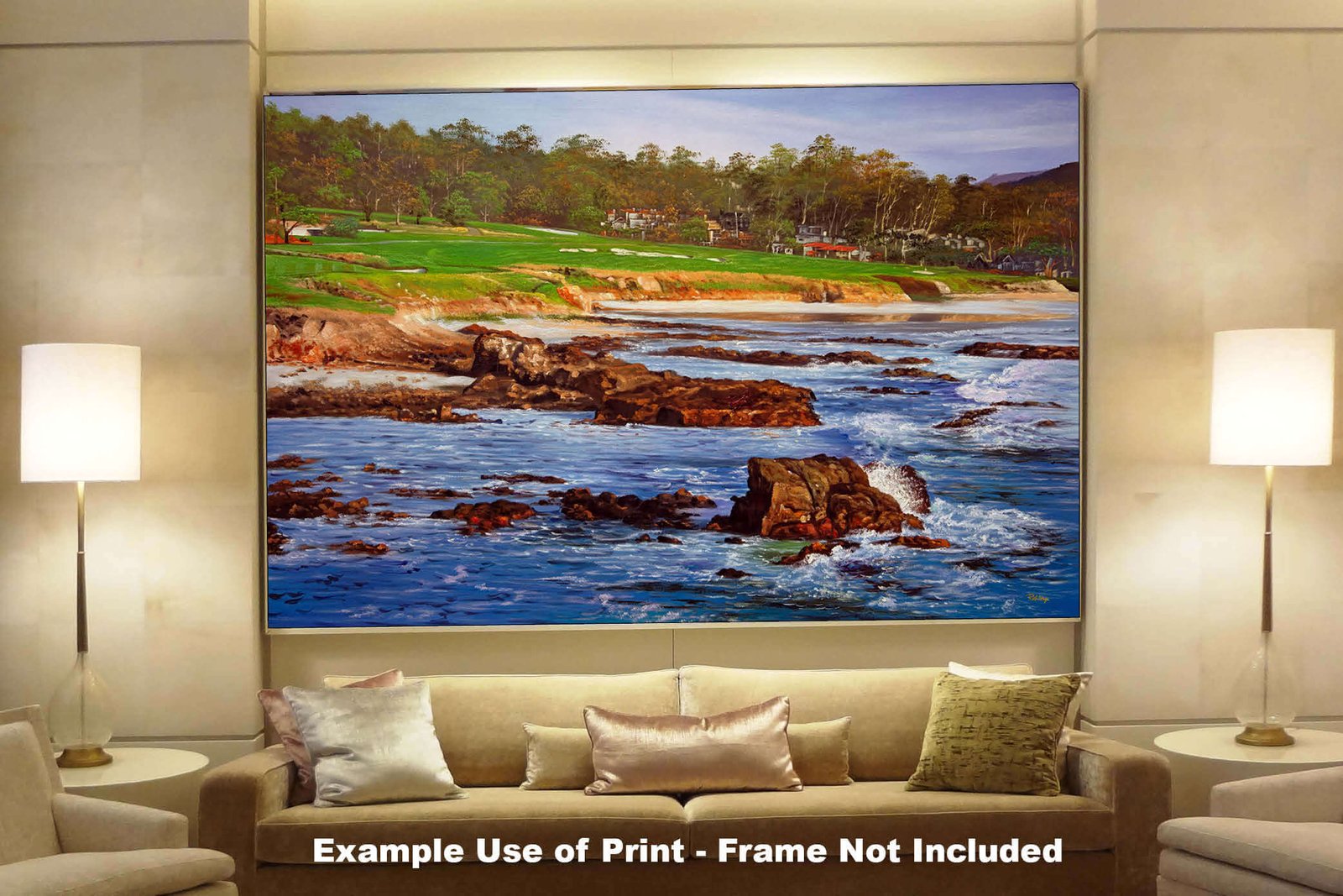 9th Hole 9 10th Hole 10 Golf Club Course Pebble Beach Golf Links ATT Pro Am PGA Tournament Oil Painting Wall Art Print PblBch910RiOil09 8