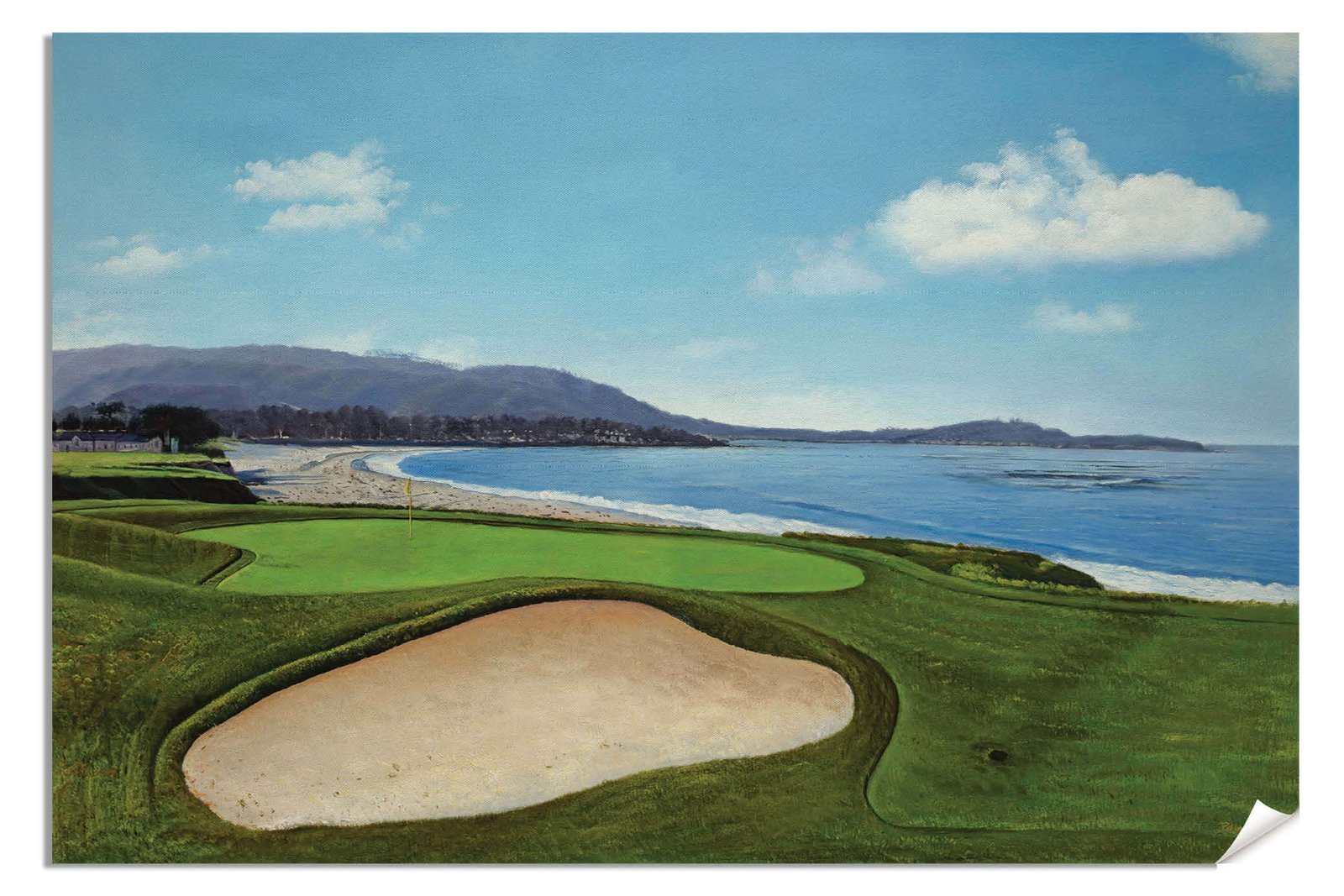 9th Hole 9 Golf Club Course Pebble Beach Golf Links ATT Pro Am PGA Tournament Oil Painting Wall Art Print PblBch9RiOil10