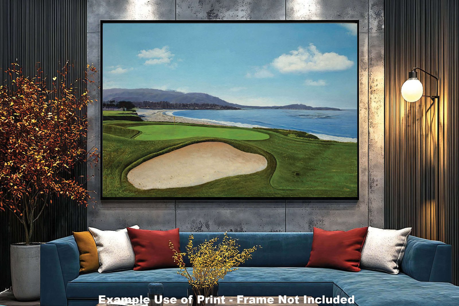 9th Hole 9 Golf Club Course Pebble Beach Golf Links ATT Pro Am PGA Tournament Oil Painting Wall Art Print PblBch9RiOil10 11