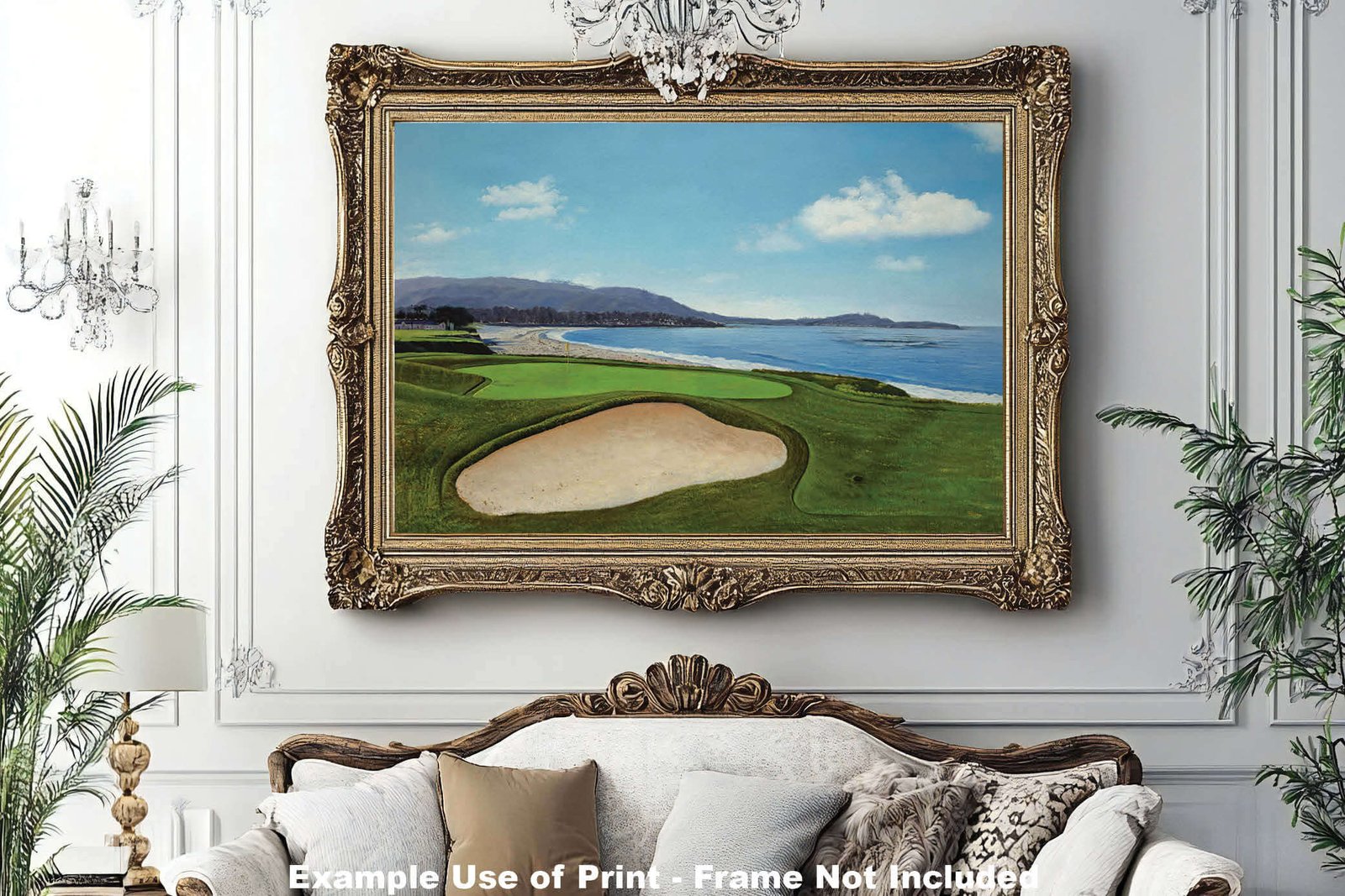 9th Hole 9 Golf Club Course Pebble Beach Golf Links ATT Pro Am PGA Tournament Oil Painting Wall Art Print PblBch9RiOil10 12