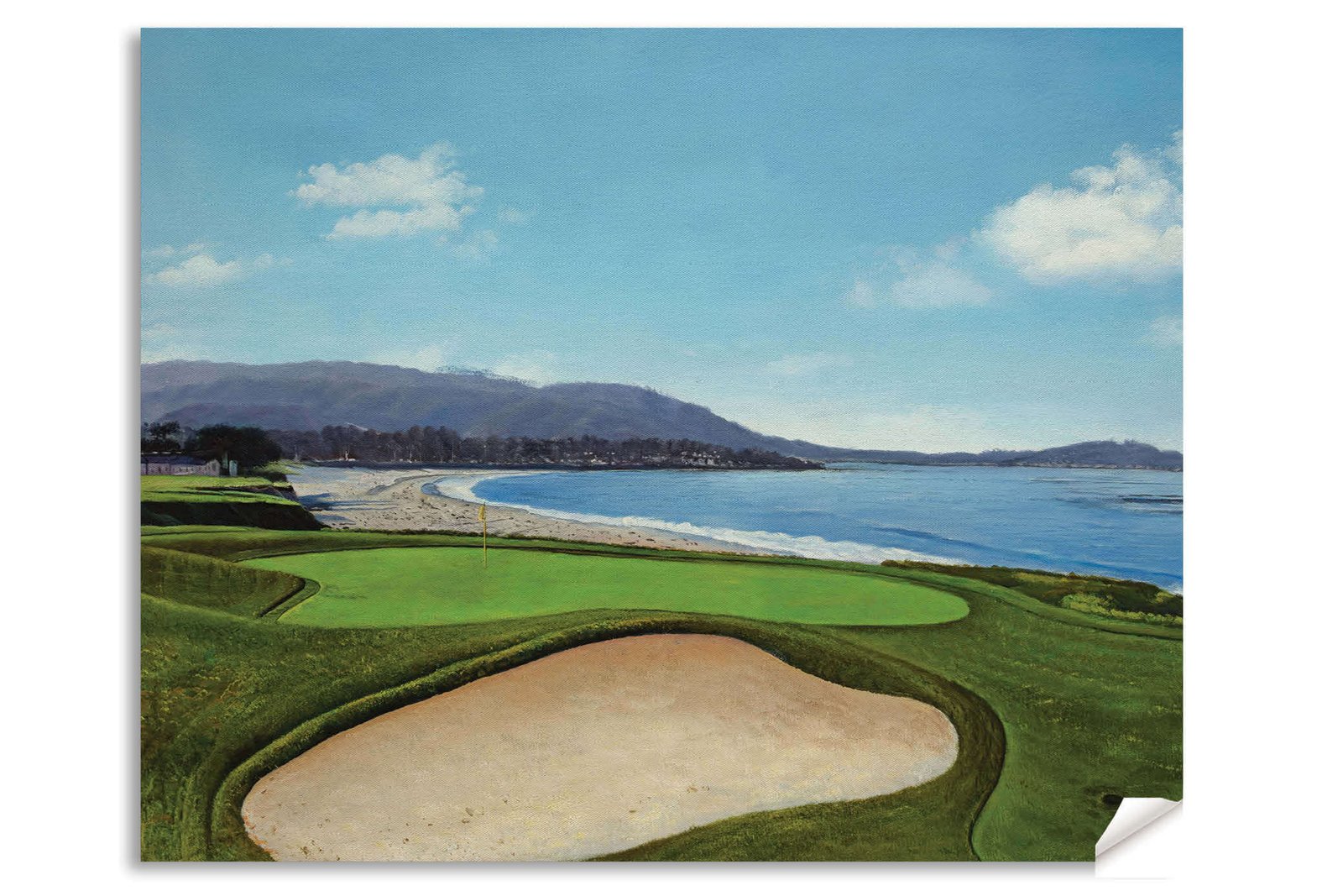 9th Hole 9 Golf Club Course Pebble Beach Golf Links ATT Pro Am PGA Tournament Oil Painting Wall Art Print PblBch9RiOil10 13