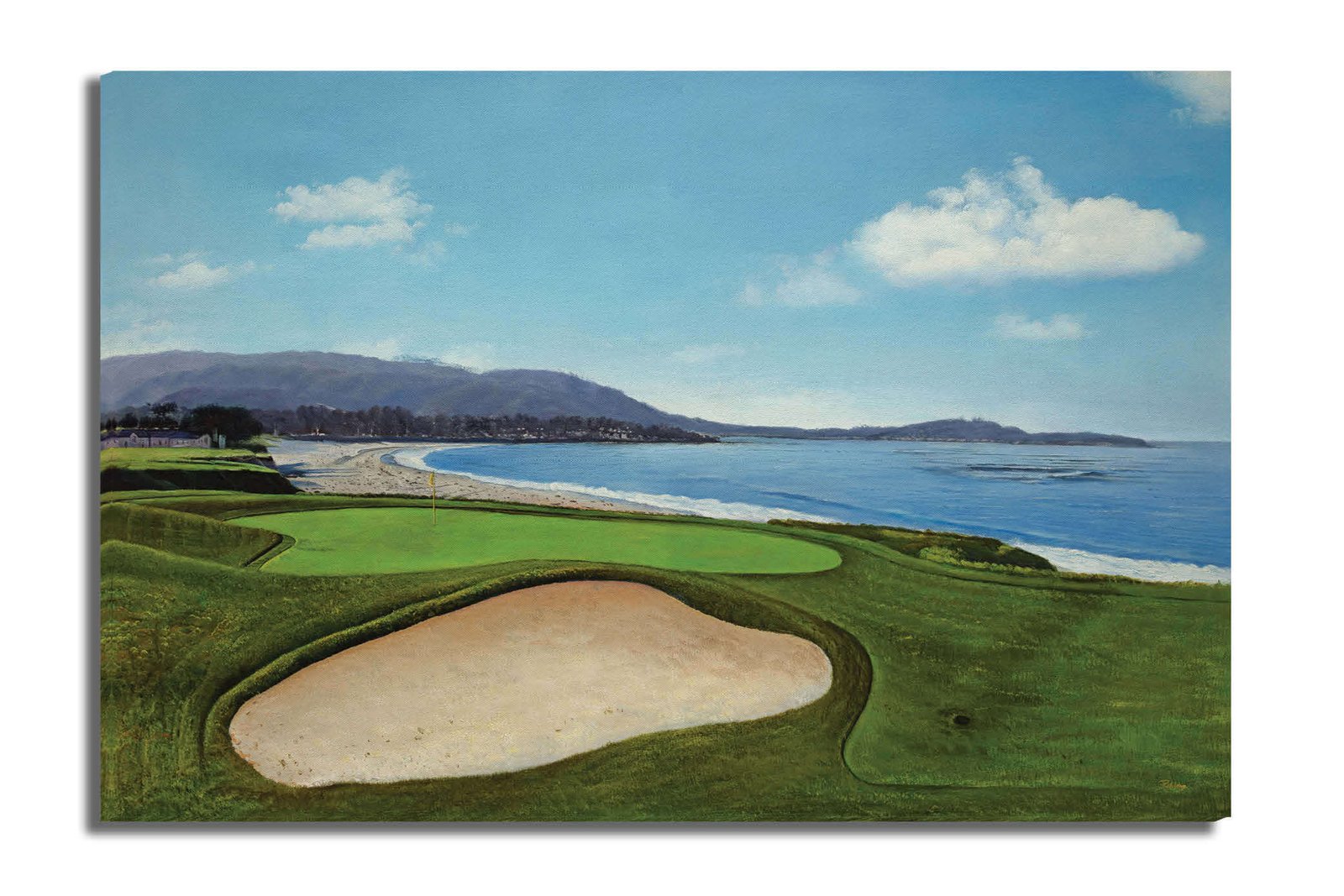 9th Hole 9 Golf Club Course Pebble Beach Golf Links ATT Pro Am PGA Tournament Oil Painting Wall Art Print PblBch9RiOil10 15